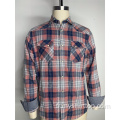 Bouton Double Pocket Plaid Long Manches